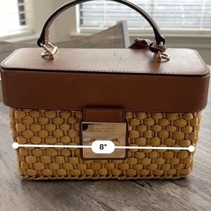 Brown and Tan Woven Handbag